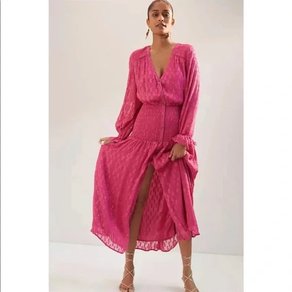 Anthropologie Smocked Maxi Dress - Picture 4 of 11